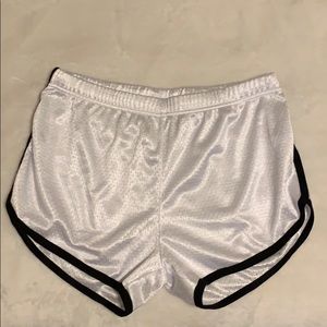 White Mesh Shorts - black stripe